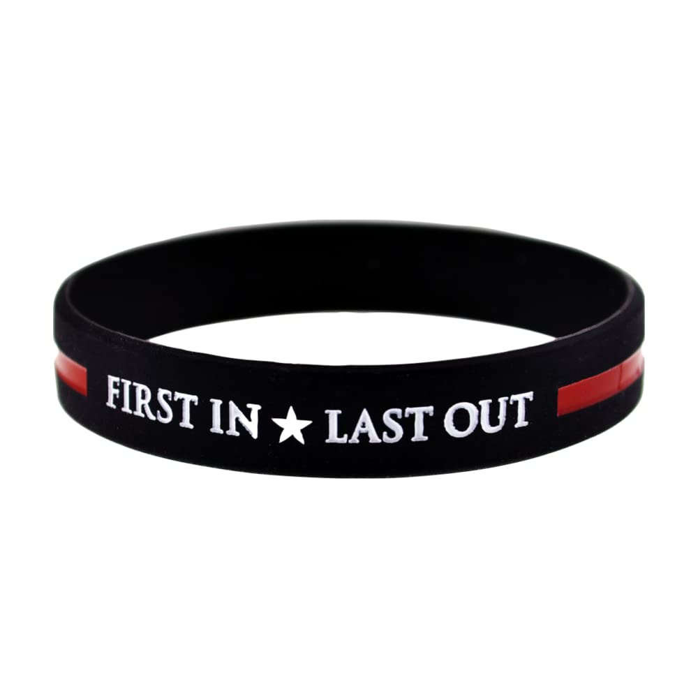 Thin Red Line Bracelet for First Responders - Support Firefighters & EMS - Adjustable Wristband for Men & Women - Police Appreciation Gift - Wear for Awareness & Patriotism