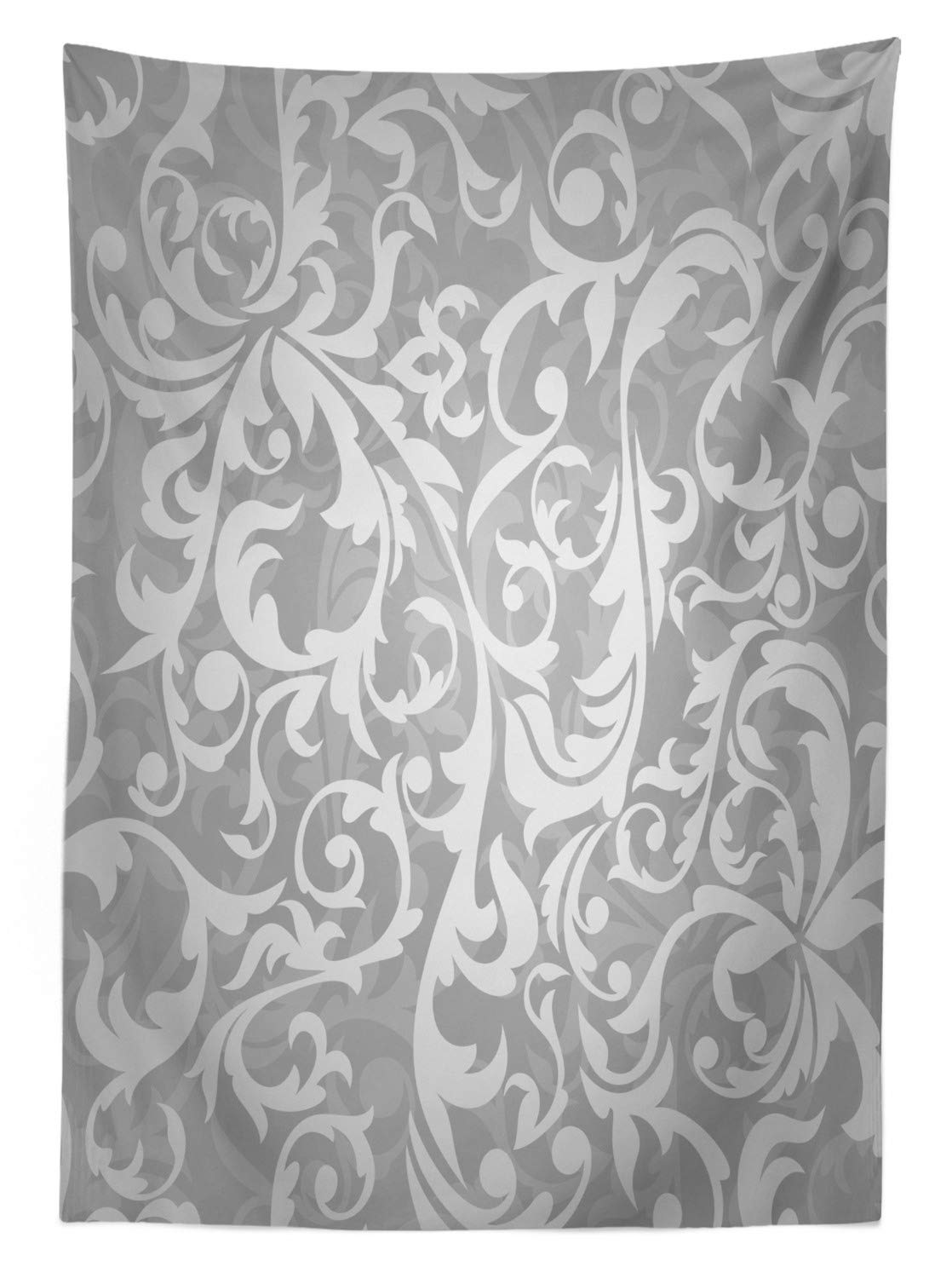 Ambesonne Grey Outdoor Tablecloth - Victorian Style Large Leaf Floral Pattern, Washable Picnic Table Cover 58x120 Inches - Perfect for Garden Parties, BBQs, and Outdoor Dining Events