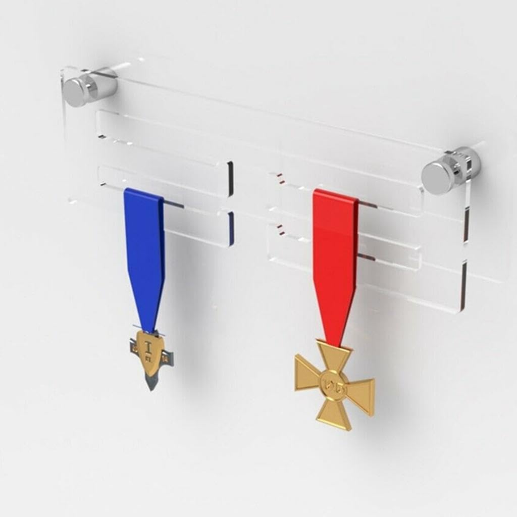 Luwecf Acrylic Medal Holder Display Rack - Wall Mount Medal Hanger for Awards & Trophies (3 Colors) - Perfect for Sports Trophies, Military Medals & Achievement Awards Display