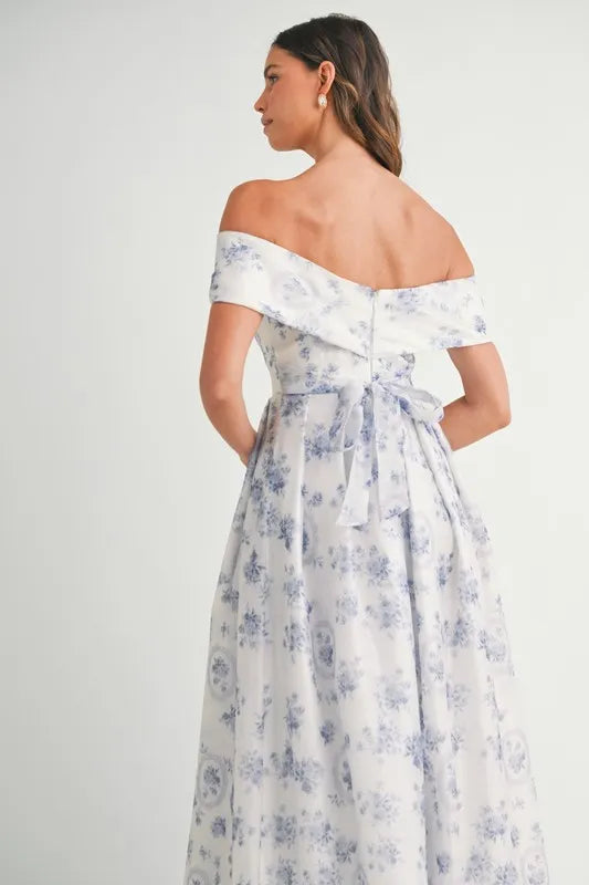 Floral Print Off Shoulder Maxi Summer Dress - Women's Boho Beach Dress for Vacation, Party & Outdoor Events