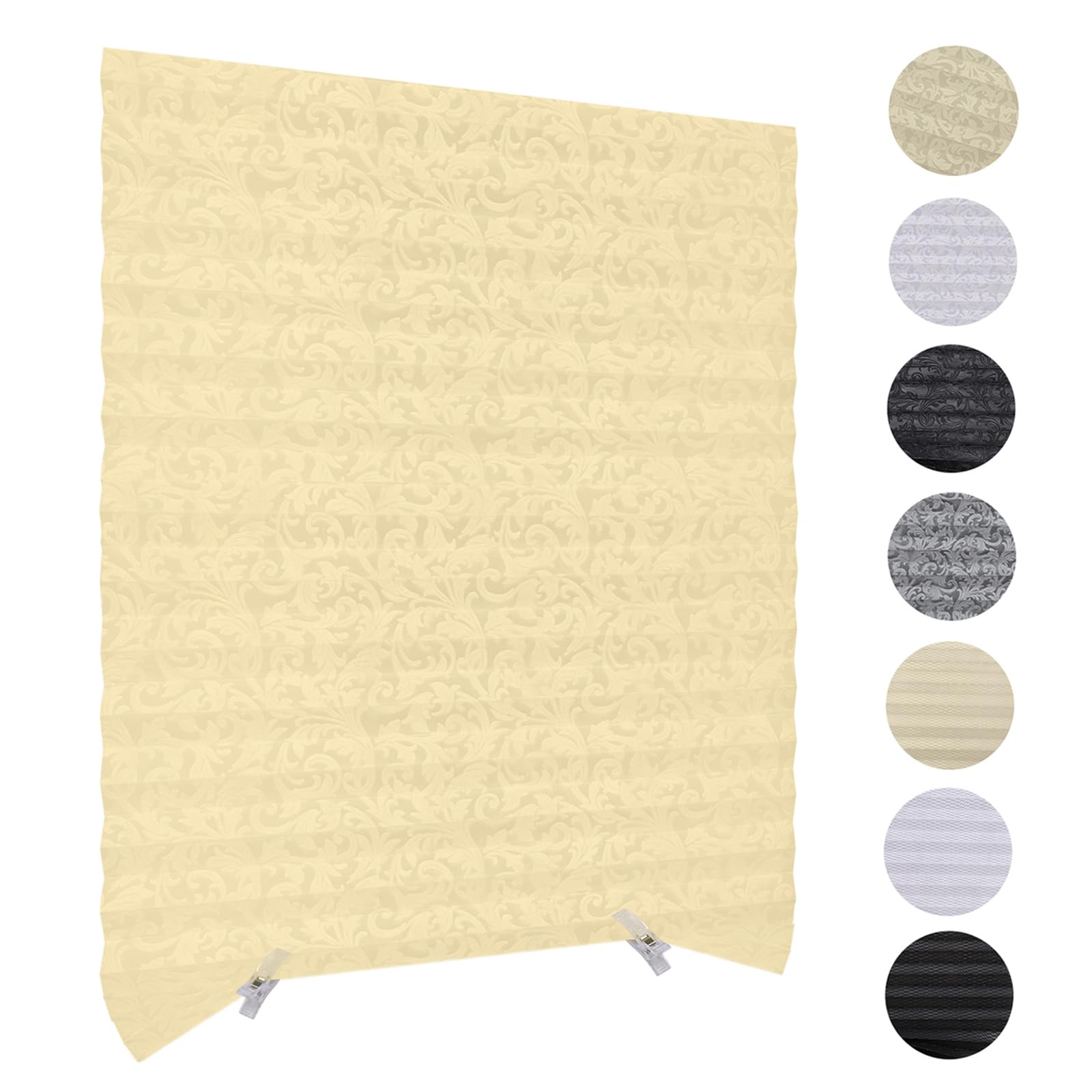 Embossed Paper Blinds - No Drill Temporary Pleated Window Shades | Self-Adhesive Cordless Window Coverings with Printed Patterns | Perfect for Indoor Windows, Doors, Bedrooms & Offices