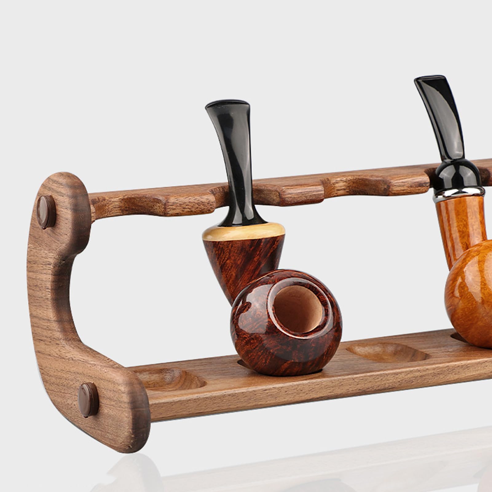 Handmade Wooden Pipe Stand Holder for 8 Smoking Pipes - Creative Cigarette Case Display (42 x 9.8 cm) - Perfect for Tobacco Pipe Collectors & Smoking Lounges