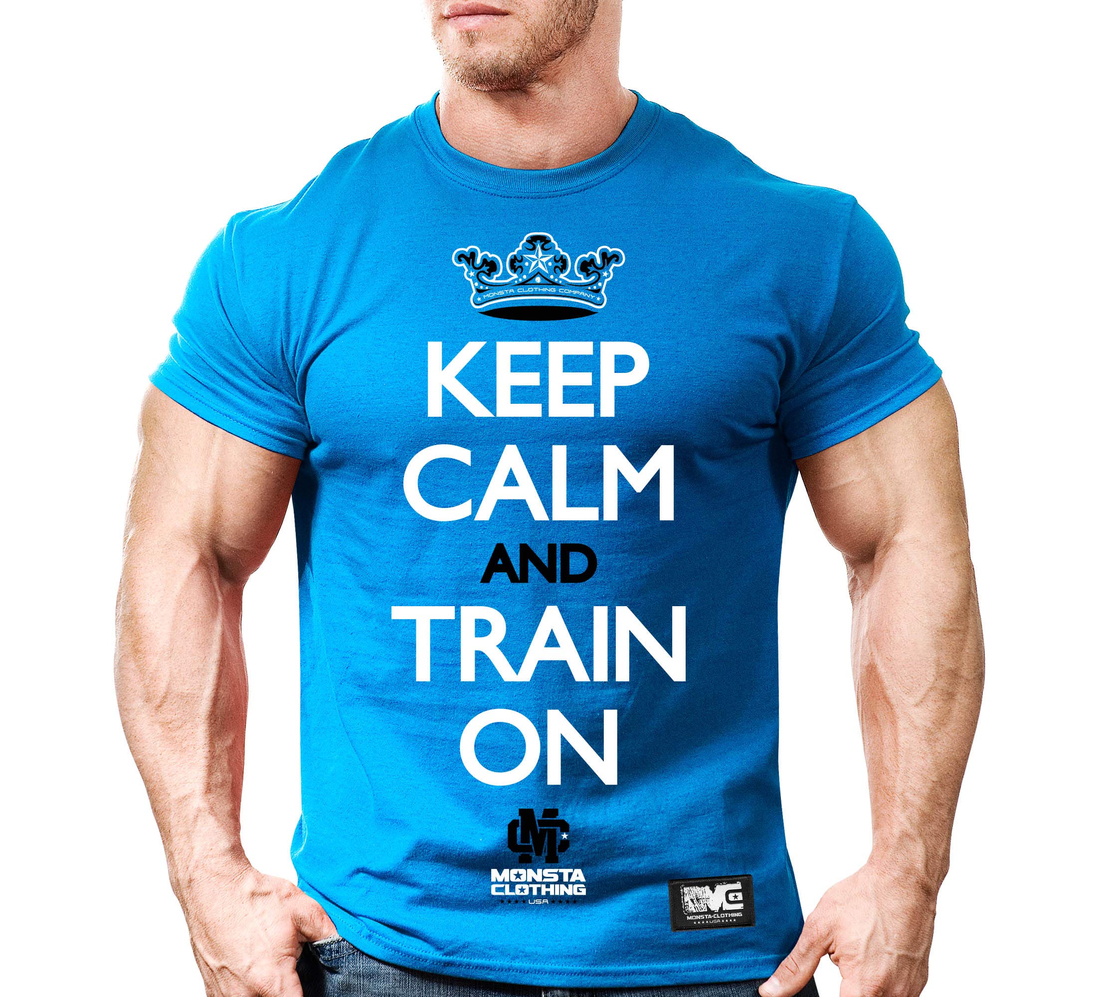 Men's Bodybuilding Workout Gym T-Shirt - Keep Calm & Train On Fitness Apparel for Weightlifting & Training