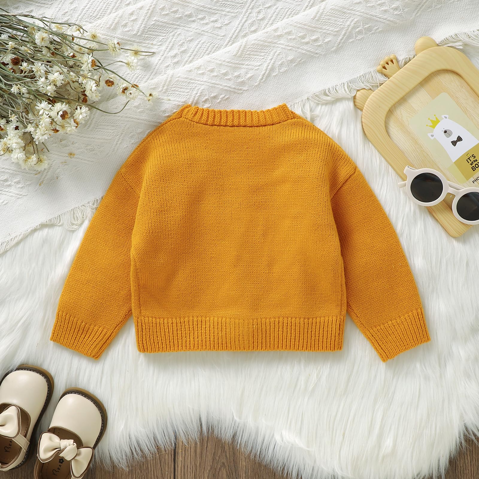 XIXIMAON Sweet Soft Sweater Cardigan for Baby Girls - Sunflower Decor Long Sleeve Button Knit Jacket for Spring & Autumn | Cozy Toddler Outwear for Playdates & Family Photos