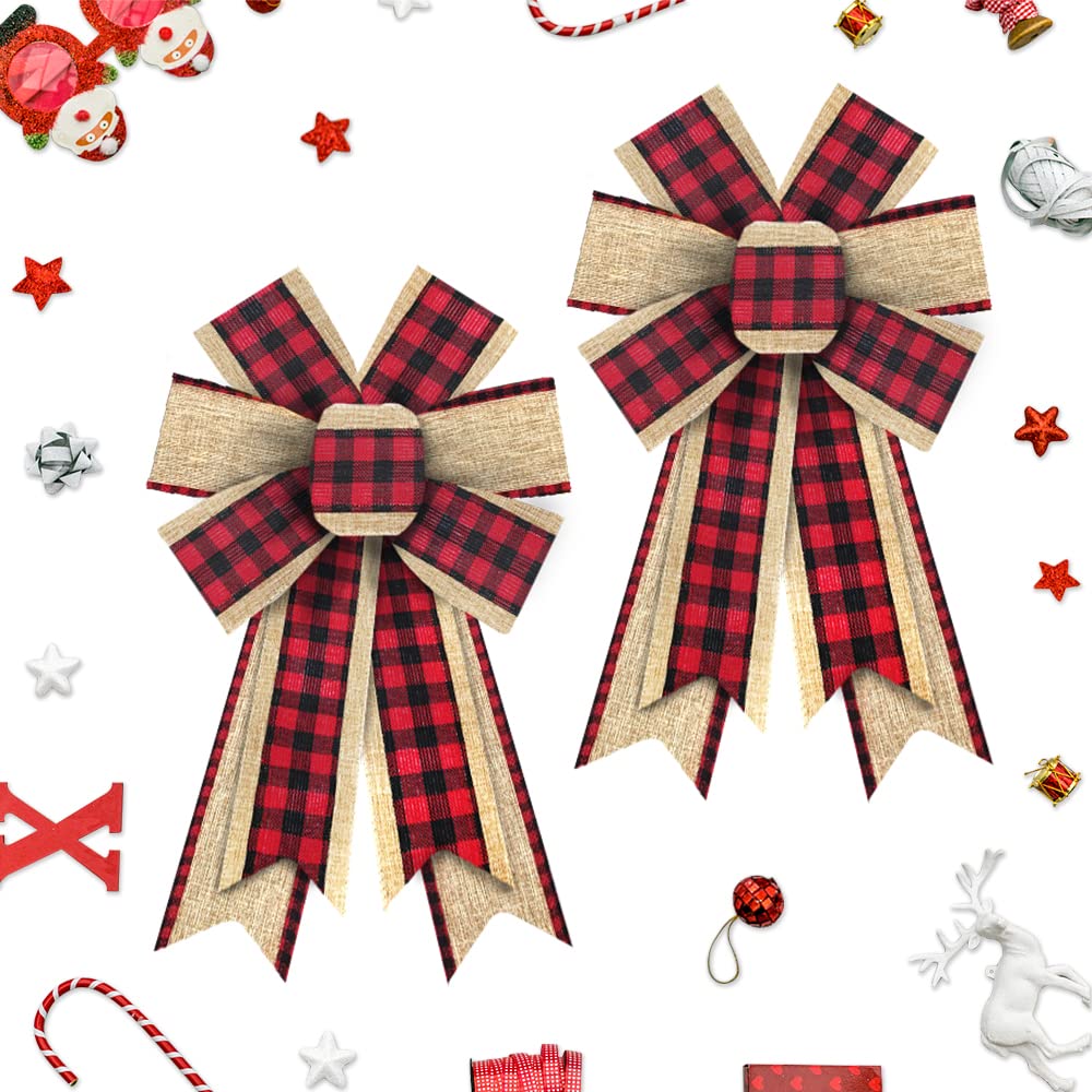 Valentine's Day Wreath Bows - Red Buffalo Plaid for Home Decor