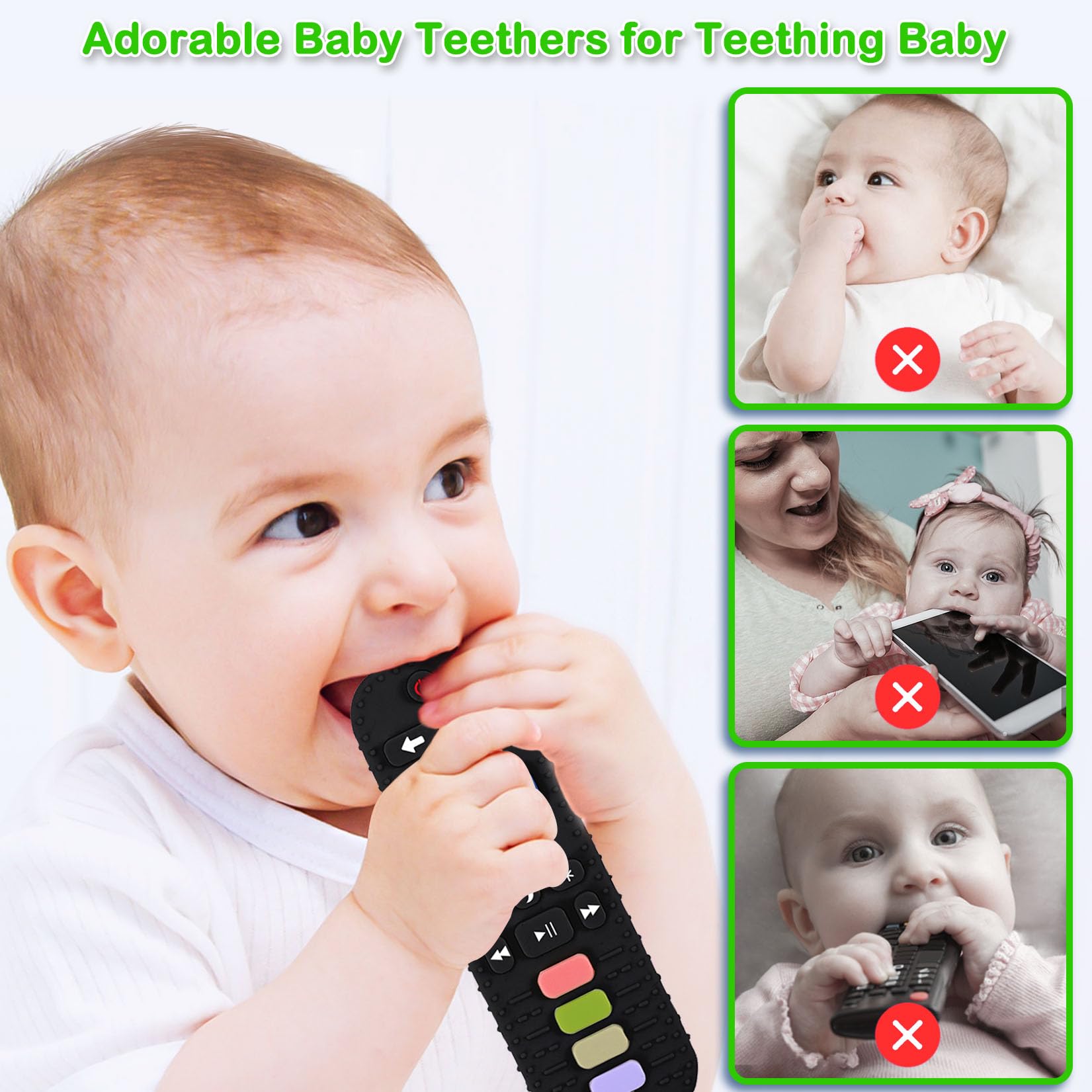 Best Silicone Teething Toys for Babies 0-12 Months - Safe Baby Teether, Remote Control & Cell Phone Chew Toy, Sensory Teethers for Infants, Perfect for Home, Travel, and Daycare Use