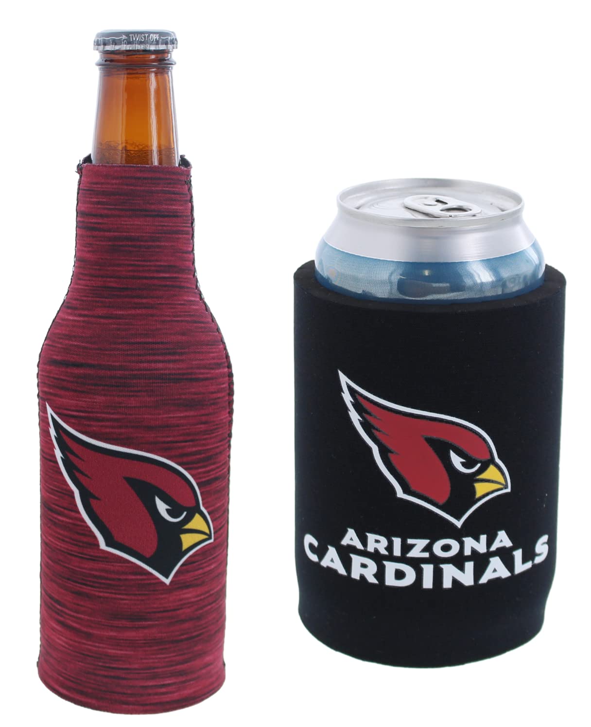 Arizona Cardinals Black Football Can & Bottle Holder - Insulated Beverage Huggie Cooler for Game Day, Tailgating & Outdoor Events