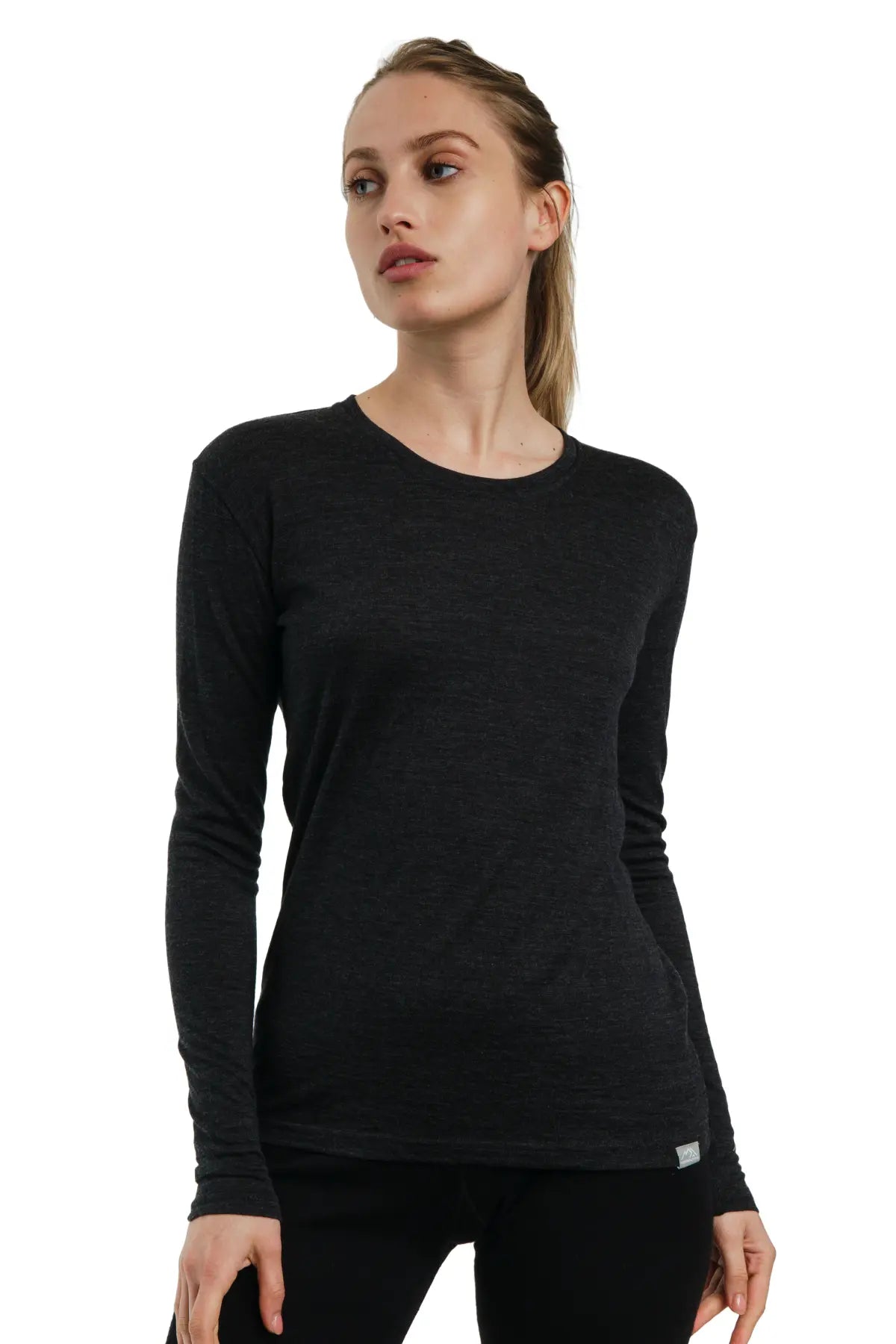 Women's Merino Wool Long Sleeve Thermal Shirt - 165 Charcoal - Soft & Warm Base Layer for Hiking, Skiing & Winter Outdoor Activities