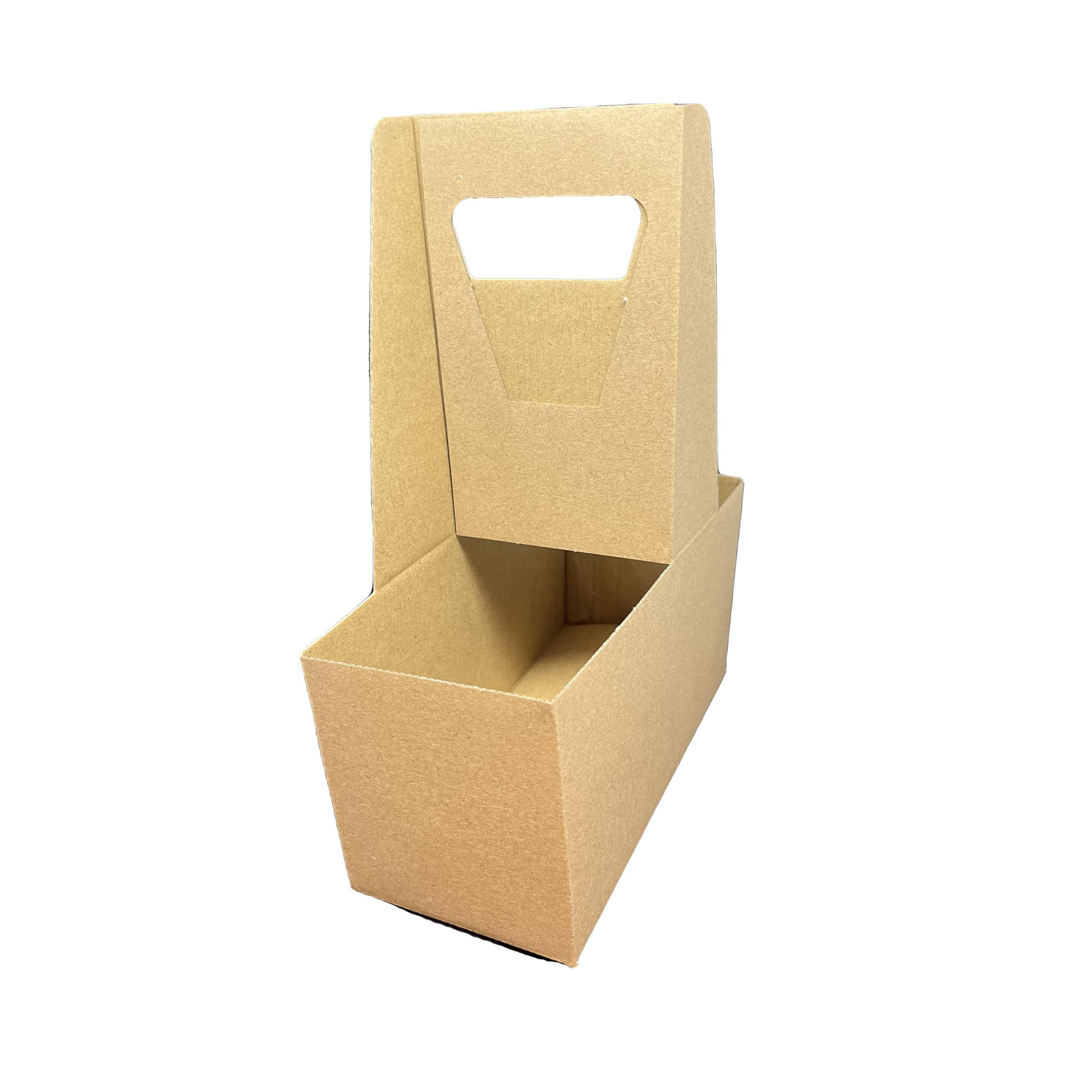 Eco-Friendly Kraft Paper Drink Carrier with Handle - Holds 2 Cups (12-32 oz) for Boba Tea, Coffee, and Beverages - Bulk Pack of 250 - Perfect for Cafes, Takeout, and Food Service Businesses
