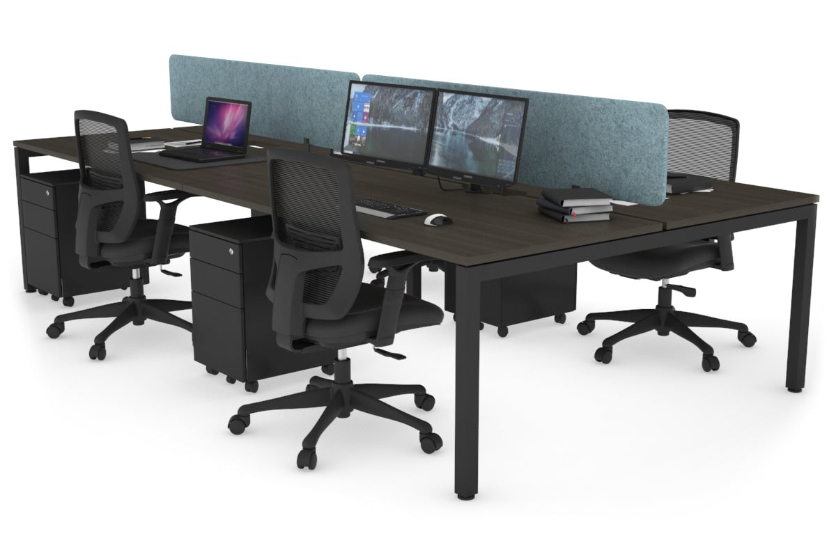 Quadro Square Legs 4-Person Office Workstation Desk - 1600L x 800W with Cable Management Scallop - Perfect for Collaborative Workspaces & Open Office Environments