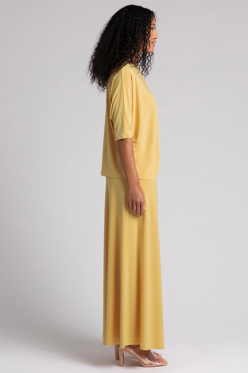 Fete Dolman Top Women's Flowy Sleeve Blouse - Marigold Yellow Boho Chic Shirt for Casual Wear & Summer Outfits
