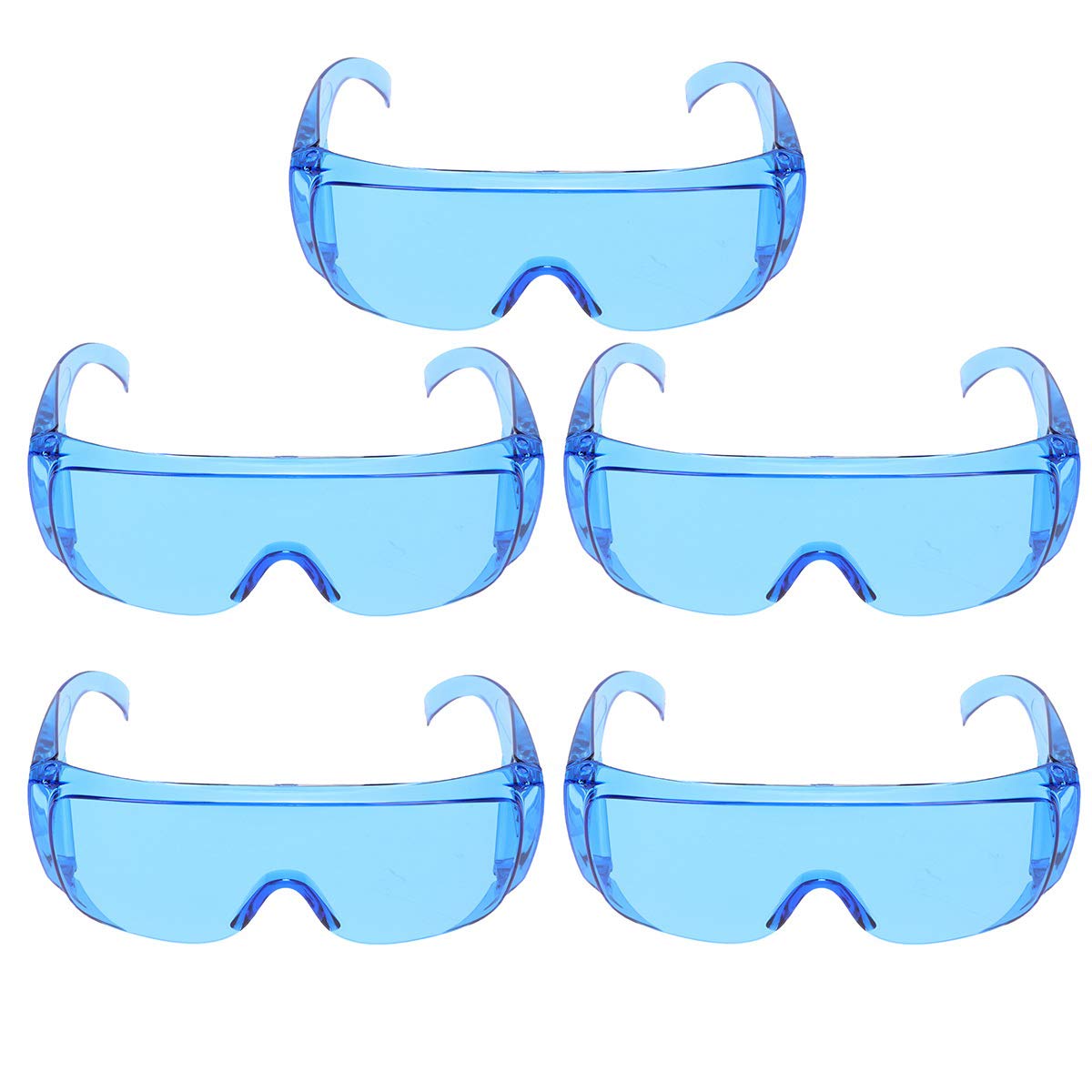 KESYOO 5-Piece Multifunctional Protective Glasses Set - Windproof, Dustproof & Anti-Fog Safety Goggles with Colorful Shutters (Transparent Blue) - Ideal for Cycling, Skiing, Woodworking & Outdoor Activities