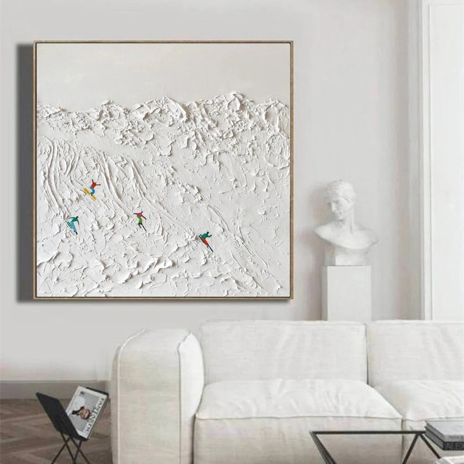 SP 046 Textured Canvas Art Painting - Winter Skiing Sports Theme Wall Decor for Living Room, Bedroom & Office