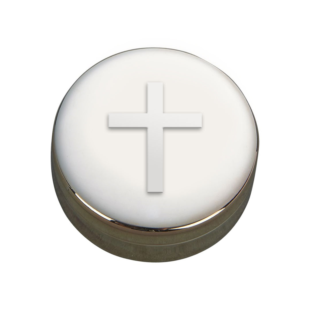 Small Round Cross Keepsake Box - Elegant Jewelry Storage & Religious Gift for Baptism, Wedding, Confirmation - Perfect for Home Decor & Church Use