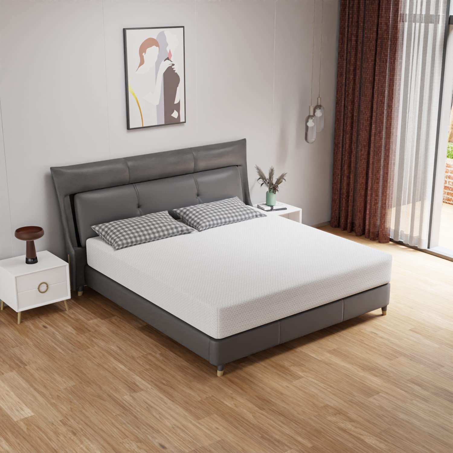 10 Inch Queen Size Green Tea Memory Foam Mattress - CertiPUR-US Certified, Fiberglass Free with Removable Soft Cover | Perfect for Bed Frames, Bunk Beds, Trundles & Daybeds | Breathable & Pressure-Relieving for Restful Sleep