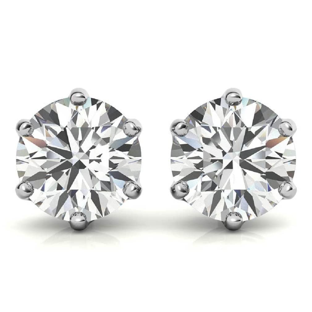 10K/14K/18K Solid White Gold Antique Moissanite Stud Earrings - 4 TCW Round Cut Handmade Diamond Engagement Earrings - Solitaire Push/Screw Back Earrings for Women - Perfect Anniversary, Wedding & Bridal Jewelry Gifts - Ideal for Date Nights, Proposals & Special Occasions