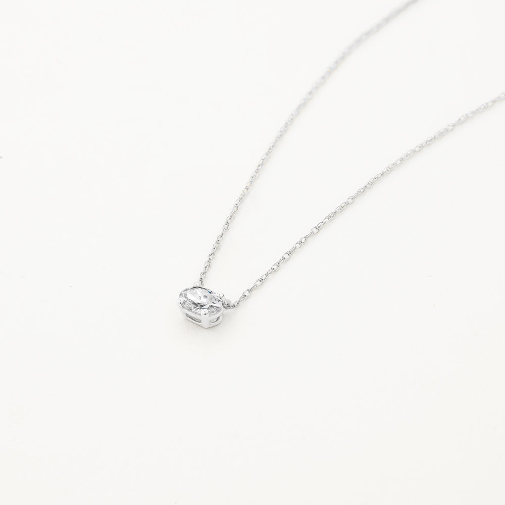 0.20ct Lab-Grown Oval Diamond Silver Necklace for Women - Elegant Jewelry Gift for Anniversary, Wedding & Special Occasions