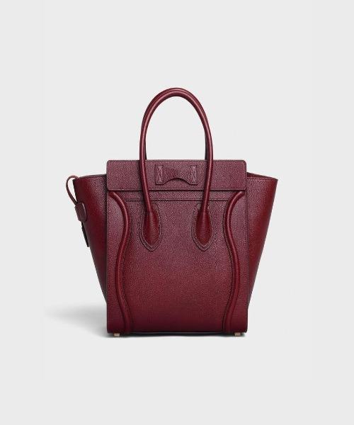 Premium Micro Luggage Handbag in Drummed Calfskin - Light Burgundy Leather Crossbody Bag for Women | Perfect for Travel, Work & Evening Events