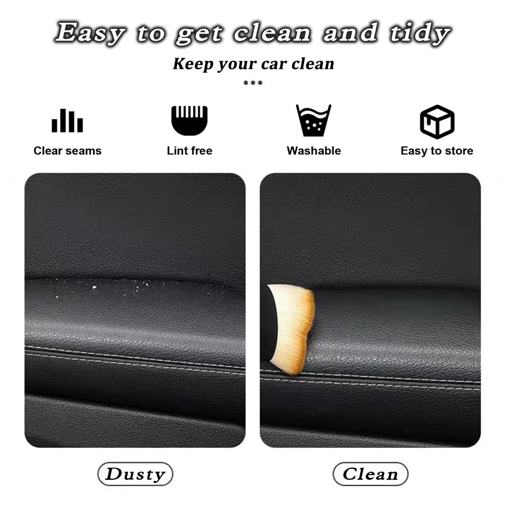 4-Piece Car Detailing Brush Set - Soft Bristle Interior & Exterior Cleaning Kit for Dashboard, AC Vents, Leather Seats & Engine - Perfect for Car Washing, Detailing & Maintenance (Yellow)