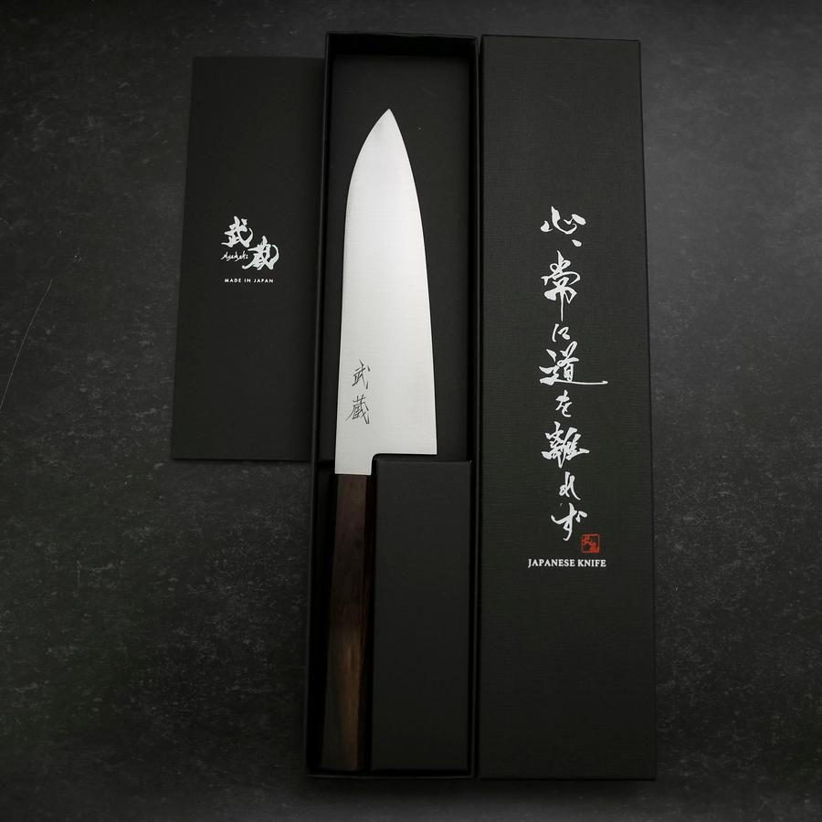 Premium Santoku Knife 180mm - High-Carbon Silver Steel Blade with Polished Ebony Handle - Perfect for Slicing, Dicing & Chopping Vegetables, Meat & Fish