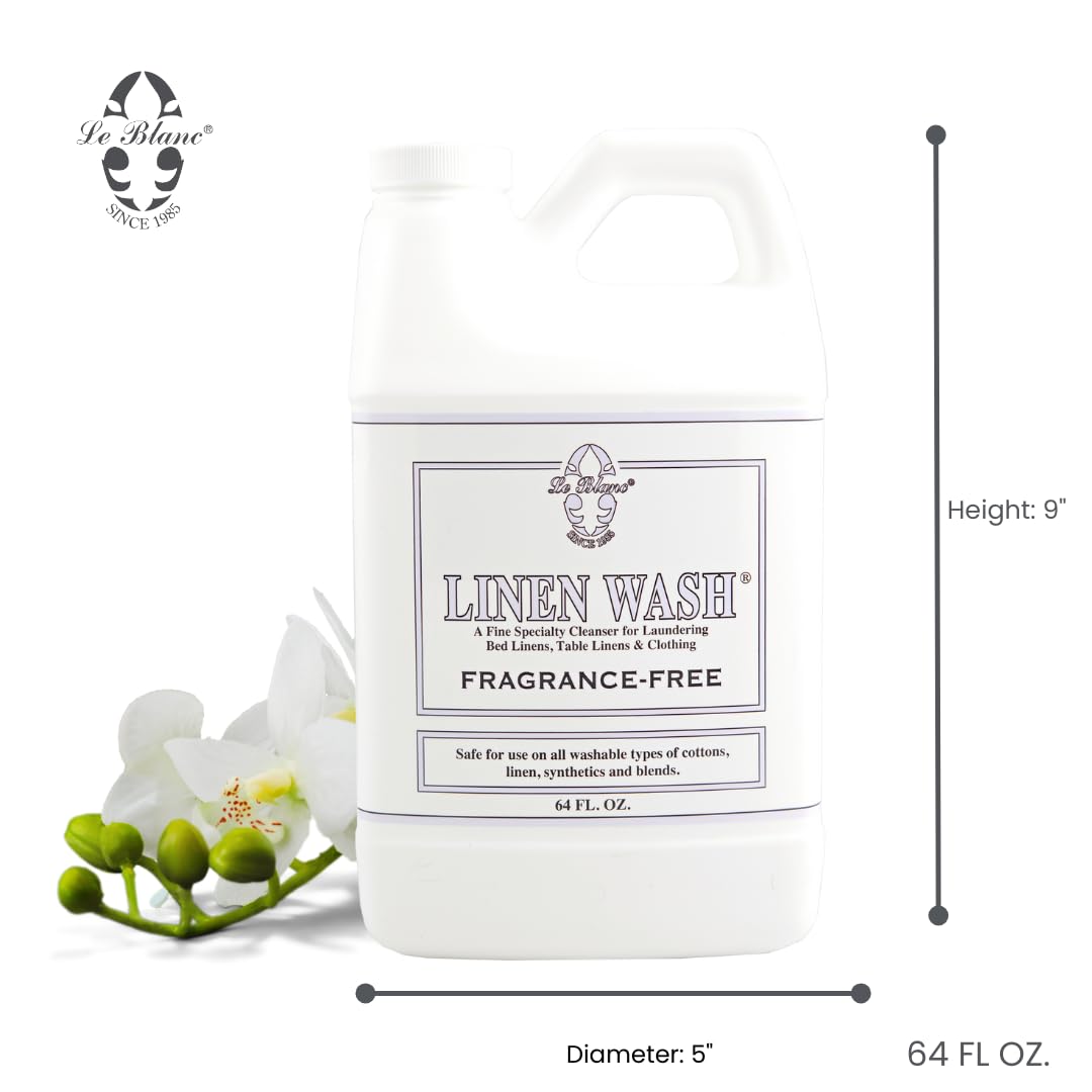 Le Blanc® Fragrance-Free Linen Wash® - Premium Laundry Detergent for Bedding & Table Linens - 64 oz (3 Pack) - Gentle Cleaning for Luxury Linens, Hotels & Home Use