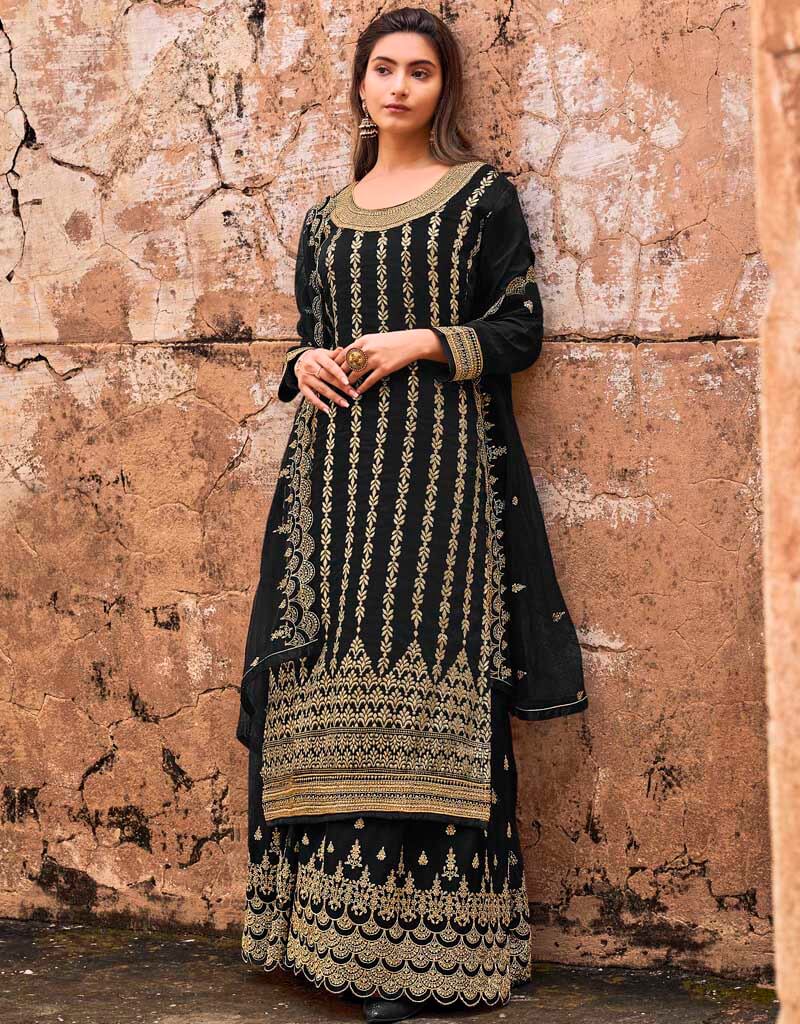 Elegant Black Dola Jacquard Lehenga Salwar Suits for Women - Traditional Indian Ethnic Wear for Weddings, Festivals & Special Occasions