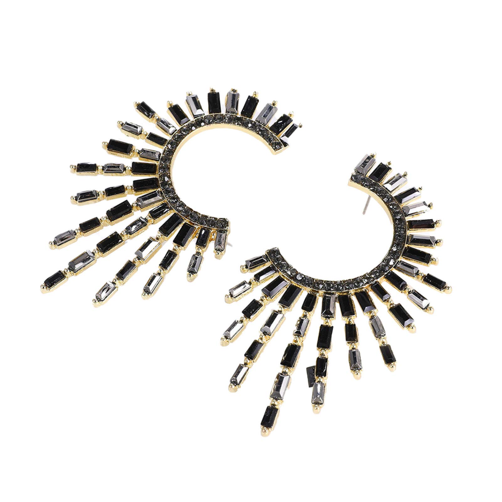 Stylish Sunflower Rhinestone Stud Earrings for Women - Fashionable C-Shaped Irregular Design - Perfect for Casual Wear, Parties & Gifts