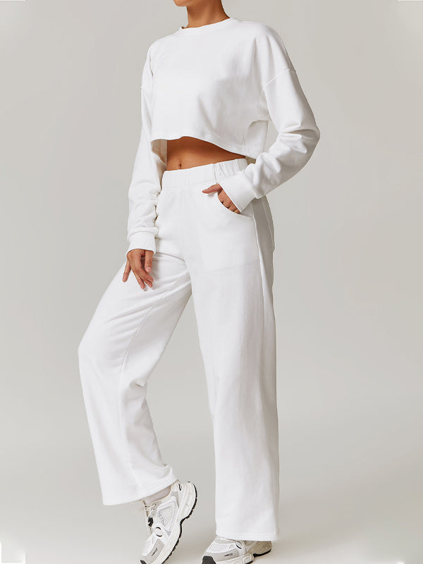 ZASUWA Women's Split Backless High Waisted Casual Loose Tracksuit Set - Comfortable Lounge Wear for Home, Yoga & Street Fashion