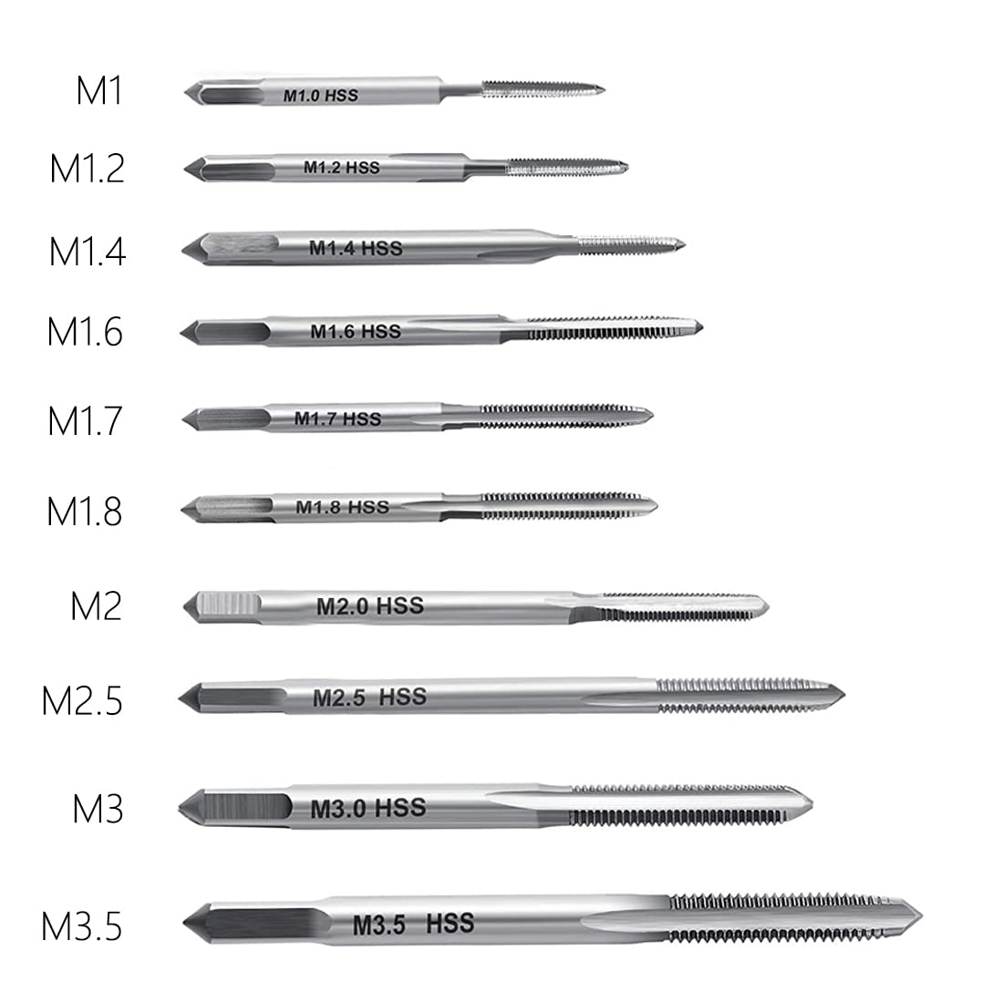 11PCS Mini Screw Tap Set - HSS Metric Thread Machine Taps Kit with Adjustable Wrench | Precision Hand Threading Tools for Watch & Clock Repair, Jewelry Making & DIY Metalworking Projects