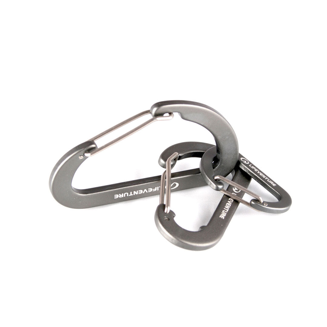 Lifeventure Spring Gate Carabiners - Heavy Duty Climbing Hooks for Outdoor Gear, Hiking, Camping & Keychains - Durable Aluminum Alloy Safety Clips for Backpacks, Dog Leashes & Everyday Use