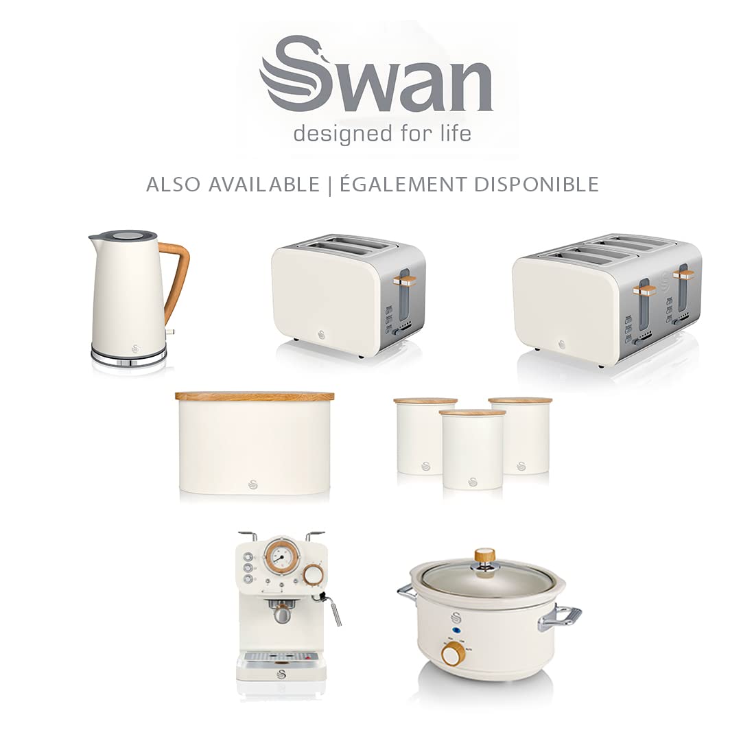 Nordic-Style Swan Slow Cooker with Removable Ceramic Pot - 3.5L Cotton White Crock Pot for Soups, Stews & Family Meals | Perfect for Home Cooking & Entertaining