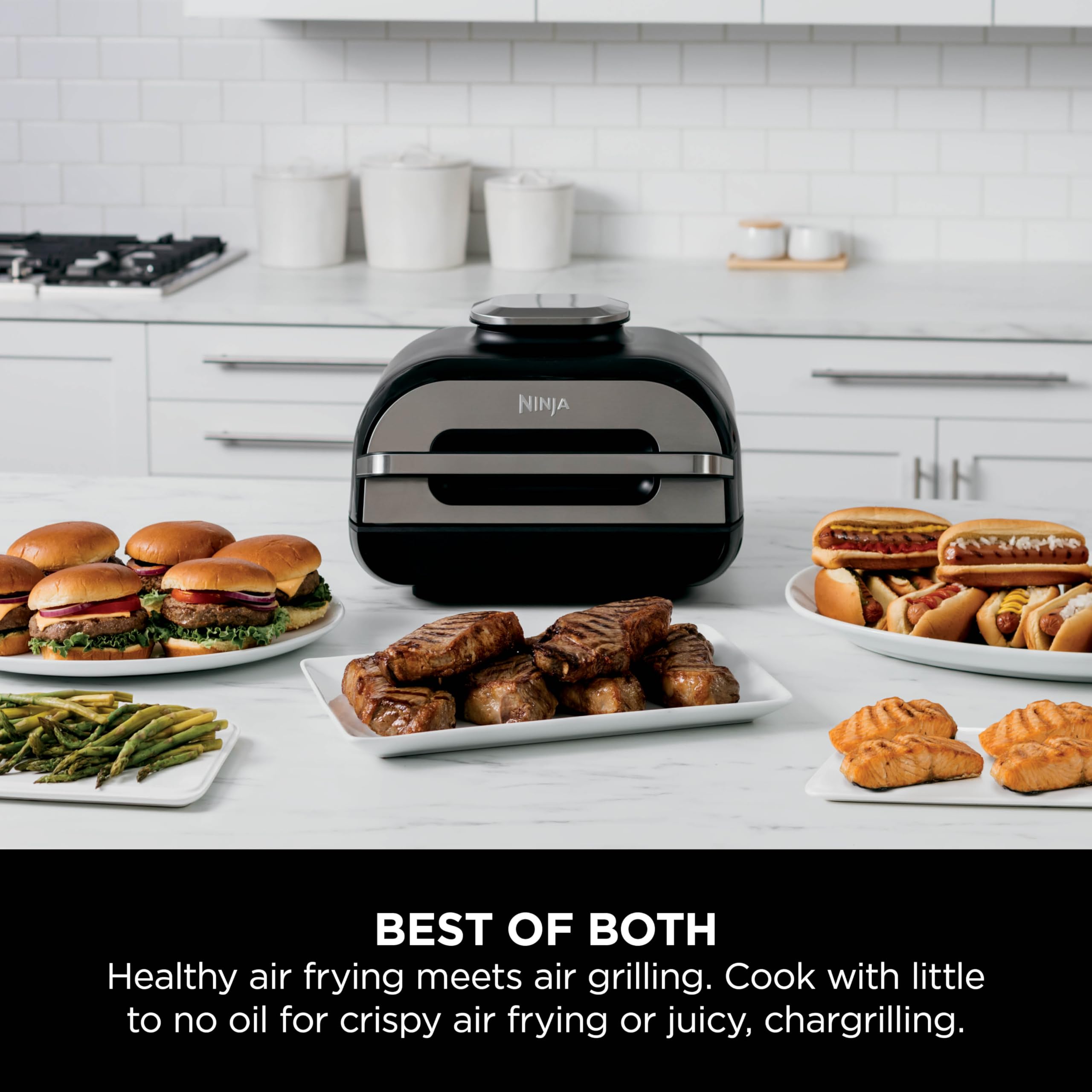 Ninja Foodi Max AG551UK Health Grill & Air Fryer - Grey | 5-in-1 Multi-Cooker for Grilling, Air Frying, Roasting, Baking & Dehydrating | Perfect for Healthy Meals, Family Dinners & Meal Prep