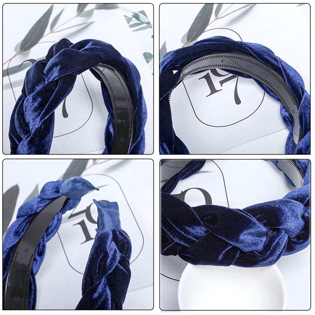 Korean Fashion Solid Velvet Fabric Braid Headband with Teeth - Women's Hair Accessories for Girls, Wide Hair Hoop for Twists & Styling - Perfect for Parties, Weddings and Everyday Wear