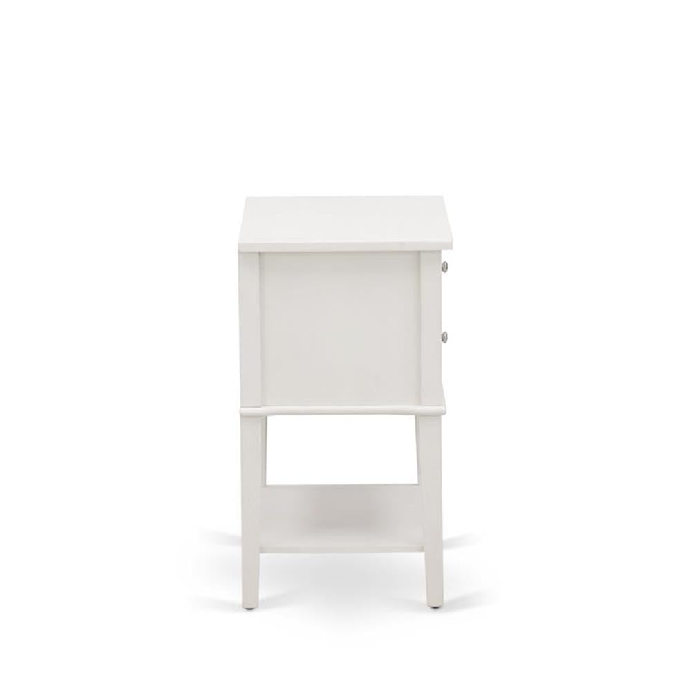 East West Furniture Valencia Modern End Table - Rectangle Night Stand with 2 Drawers, 16x22 Inch, Wirebrushed Buttercream Finish | Bedroom Furniture, Living Room Side Table, Small Space Storage Solution