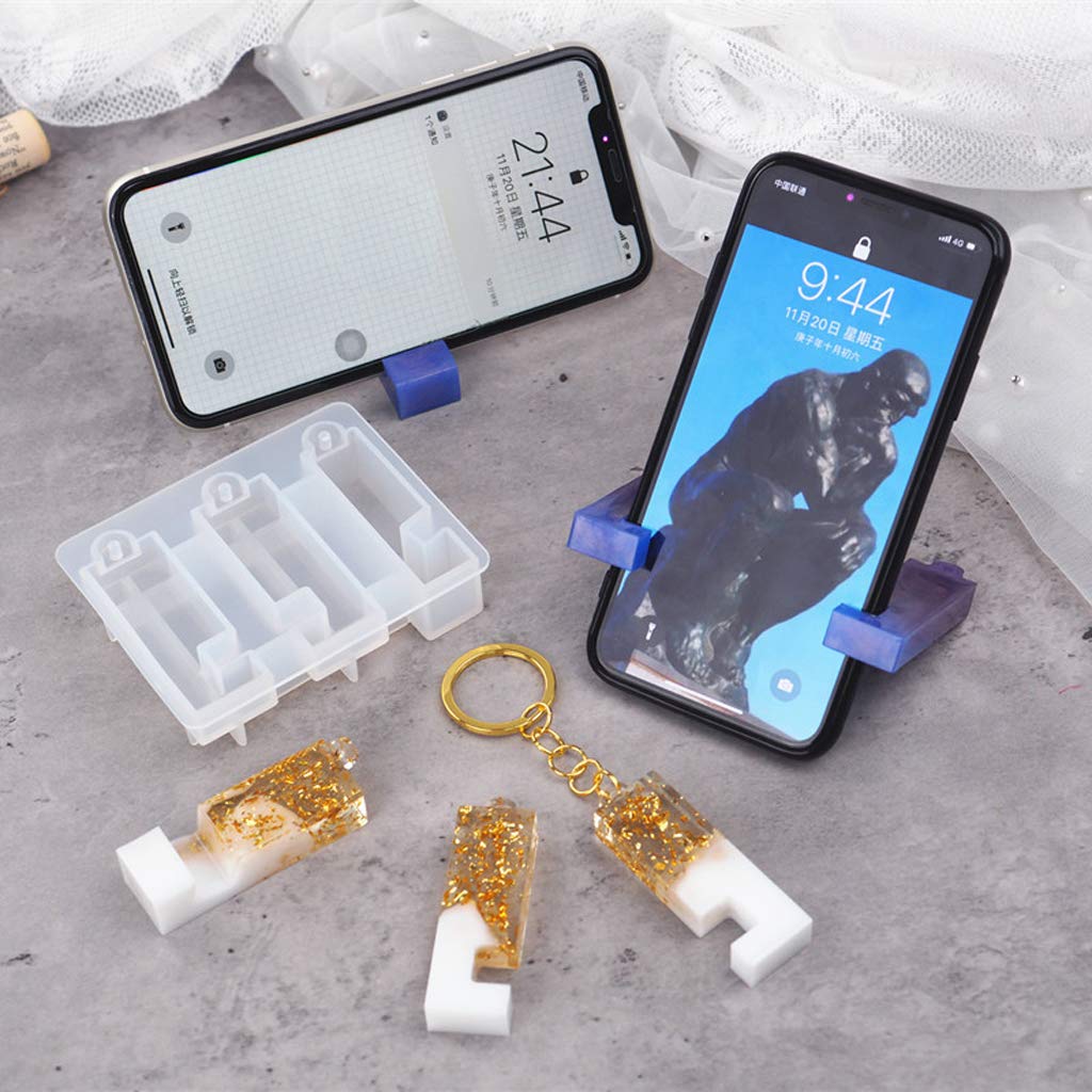 SOFEA Portable Silicone Phone Stand Holder - Adjustable Resin Mold Keychain Tool for iPhone, Samsung, Smartphones - Perfect for Desk, Car, Travel, and Hands-Free Viewing