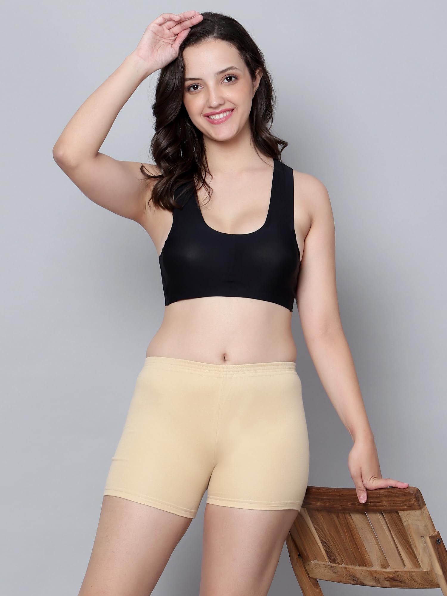 Aimly Women's Cotton Blend Stretchable High Waist Cycling Gym Yoga Workout Shorts - Pack of 2 | Comfortable & Breathable for Running, Fitness & Casual Wear