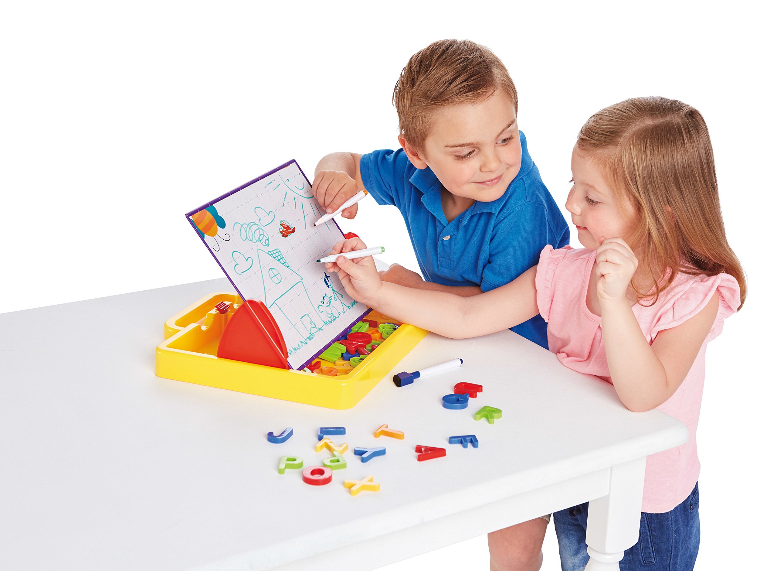 Kidoozie 2-in-1 Magnetic Art Desk for Kids - Double-Sided Drawing Board & Dry Erase Board - Perfect for Home, School & Travel Activities