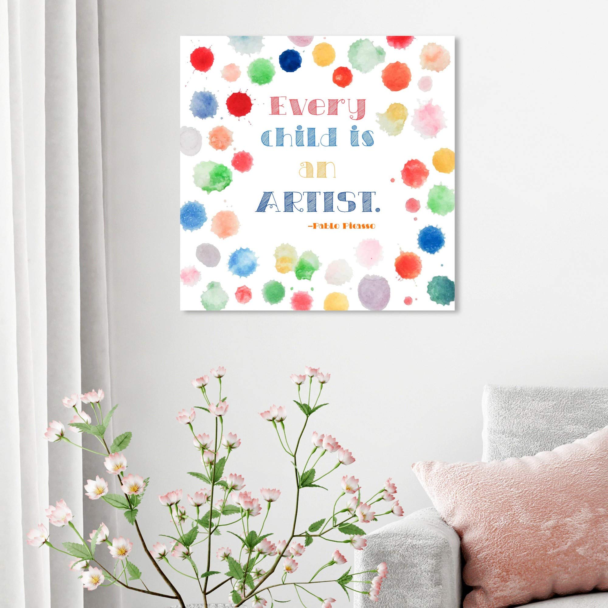 Oliver Gal Artist Co. 'Every Child is an Artist' Wall Art Canvas Print - Inspirational Typography Quote for Kids Room & Nursery Decor - 24x24 Inch White & Red Modern Children's Bedroom Artwork - Perfect for Playrooms, Daycares & Creative Learning Spaces
