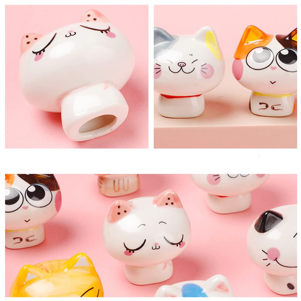 8-Piece Cute Cat Ceramic Decor Set - Bookshelf, Bedroom, Living Room & Office Decor - Perfect for TV Cabinets, Car Ornaments & Girls' Room - Ideal Birthday Gift for Kids | Home Accessories for Cozy Spaces