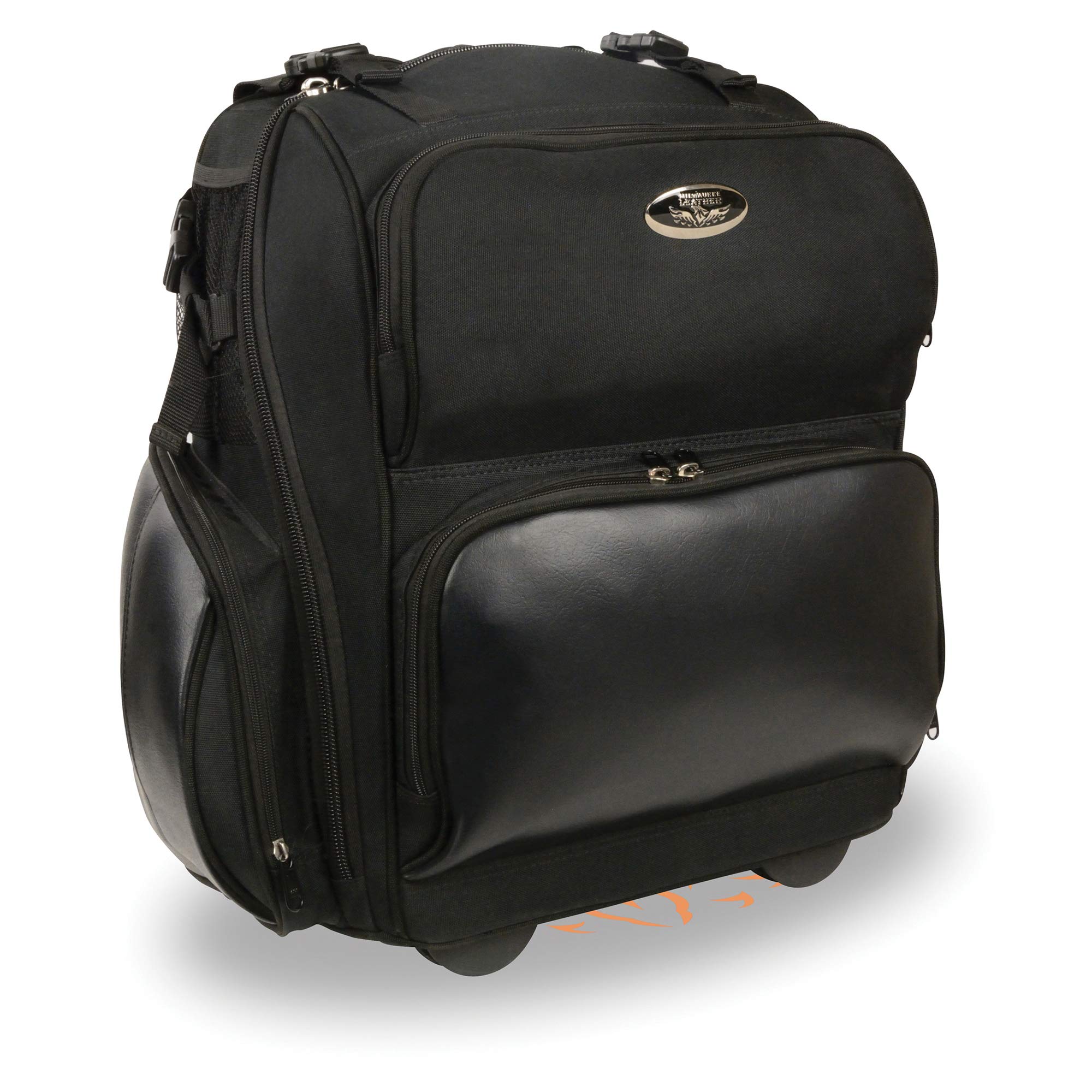 Milwaukee Performance MP8112-BLK-PCS Black Motorcycle Sissy Bar Bag - Waterproof Storage for Cruiser & Chopper Bikes - Perfect for Road Trips & Daily Commutes