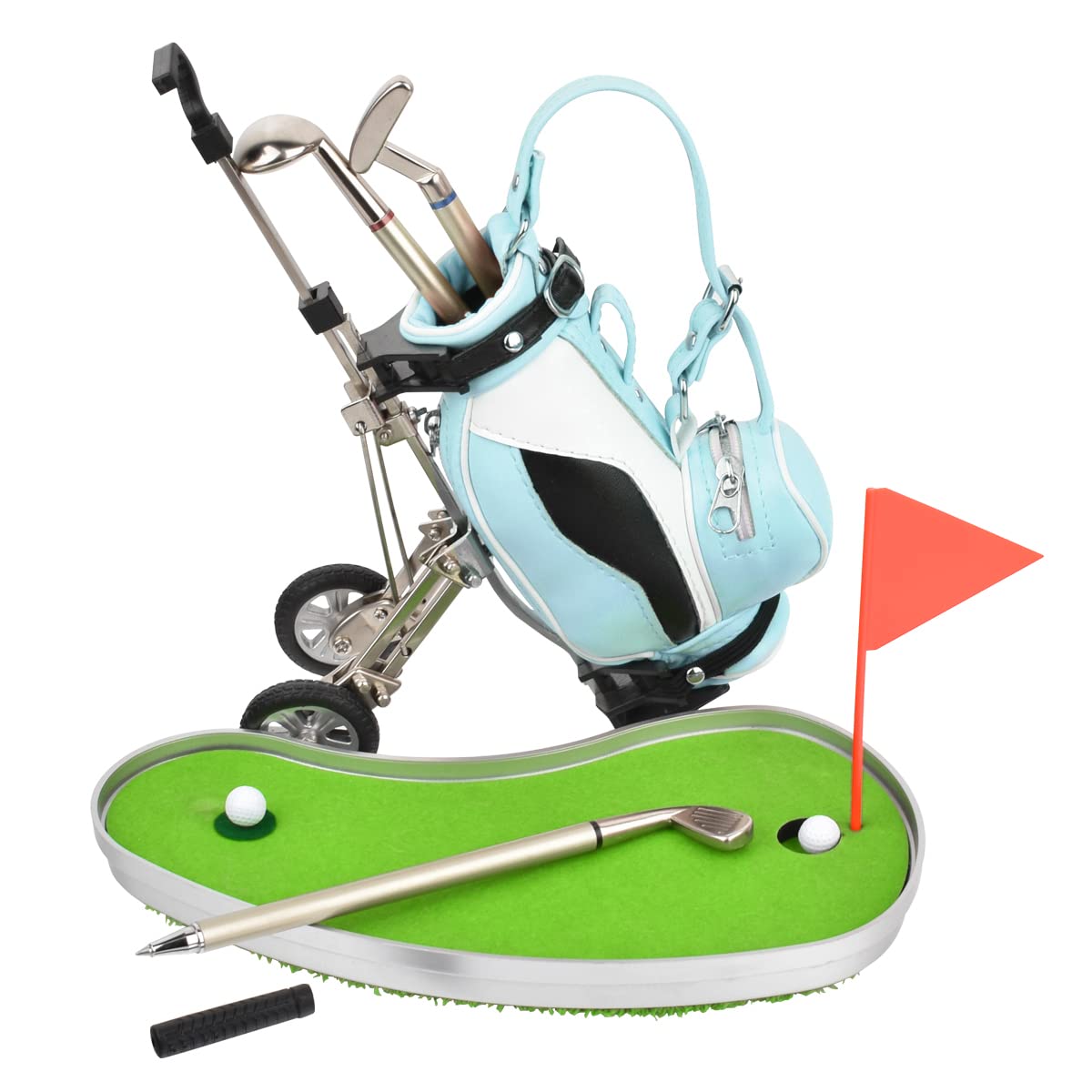Dual-Purpose Golf Pen Holder with 3 Club Pens - Unique Office Desk Organizer & Golf Lover Gift for Men & Women | Perfect for Golf-Themed Decor & Birthday Presents