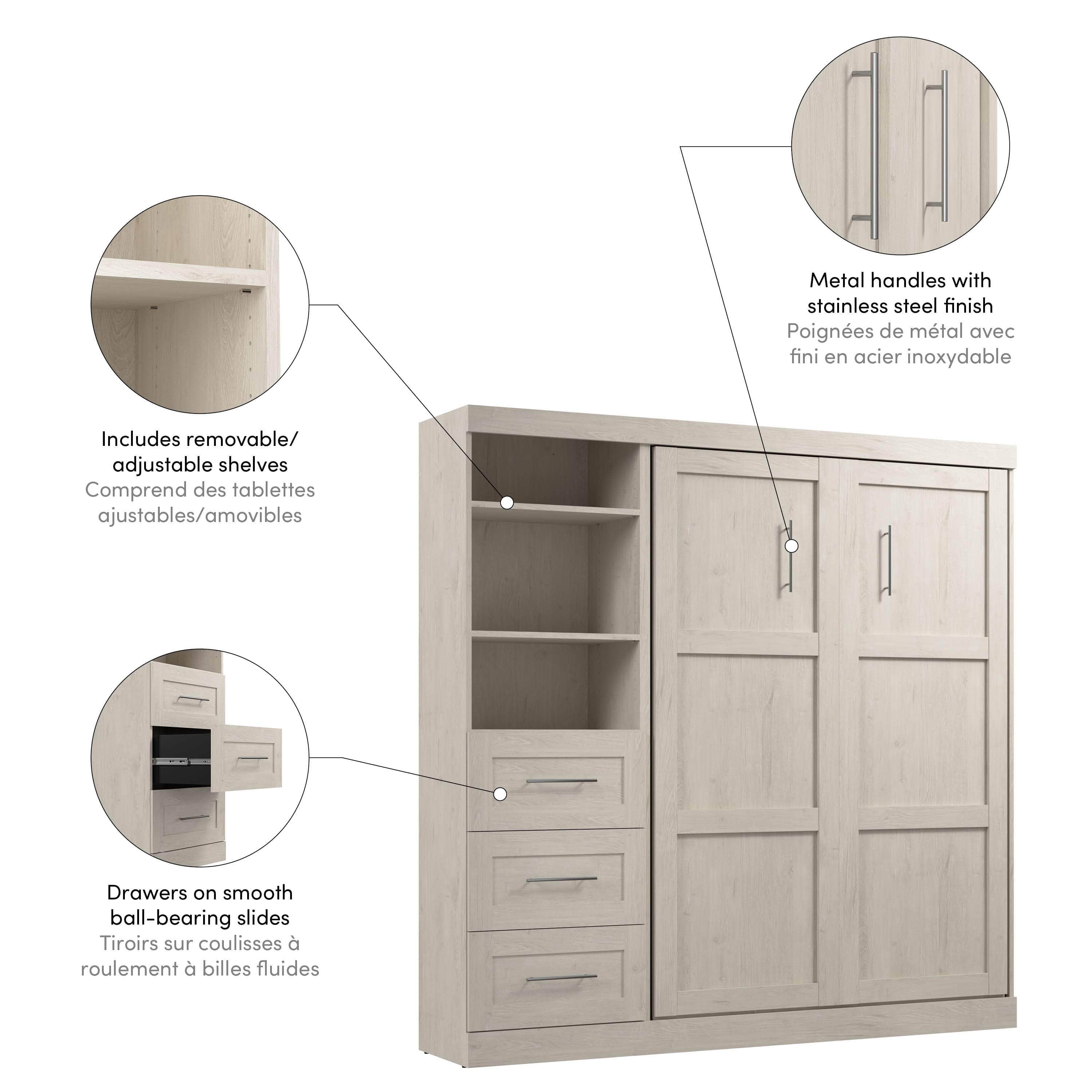 Pur Full Murphy Wall Bed with Storage Drawers - 84