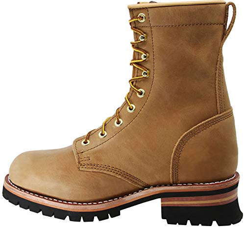 CACTUS Men's 9219S 9-Inch Steel Toe Logger Work Boots - Oil-Resistant Rubber Outsole, Durable Forestry & Logging Safety Shoes | Perfect for Construction, Landscaping & Heavy Duty Work
