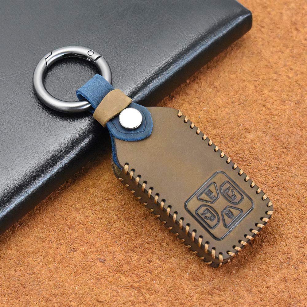 Genuine Leather Key Fob Case Cover for Toyota Estima Alphard Vellfire - 4 Button Keyless Entry Remote Shell with Keyring (Brown) | Durable Protection & Stylish Accessory for Car Keys