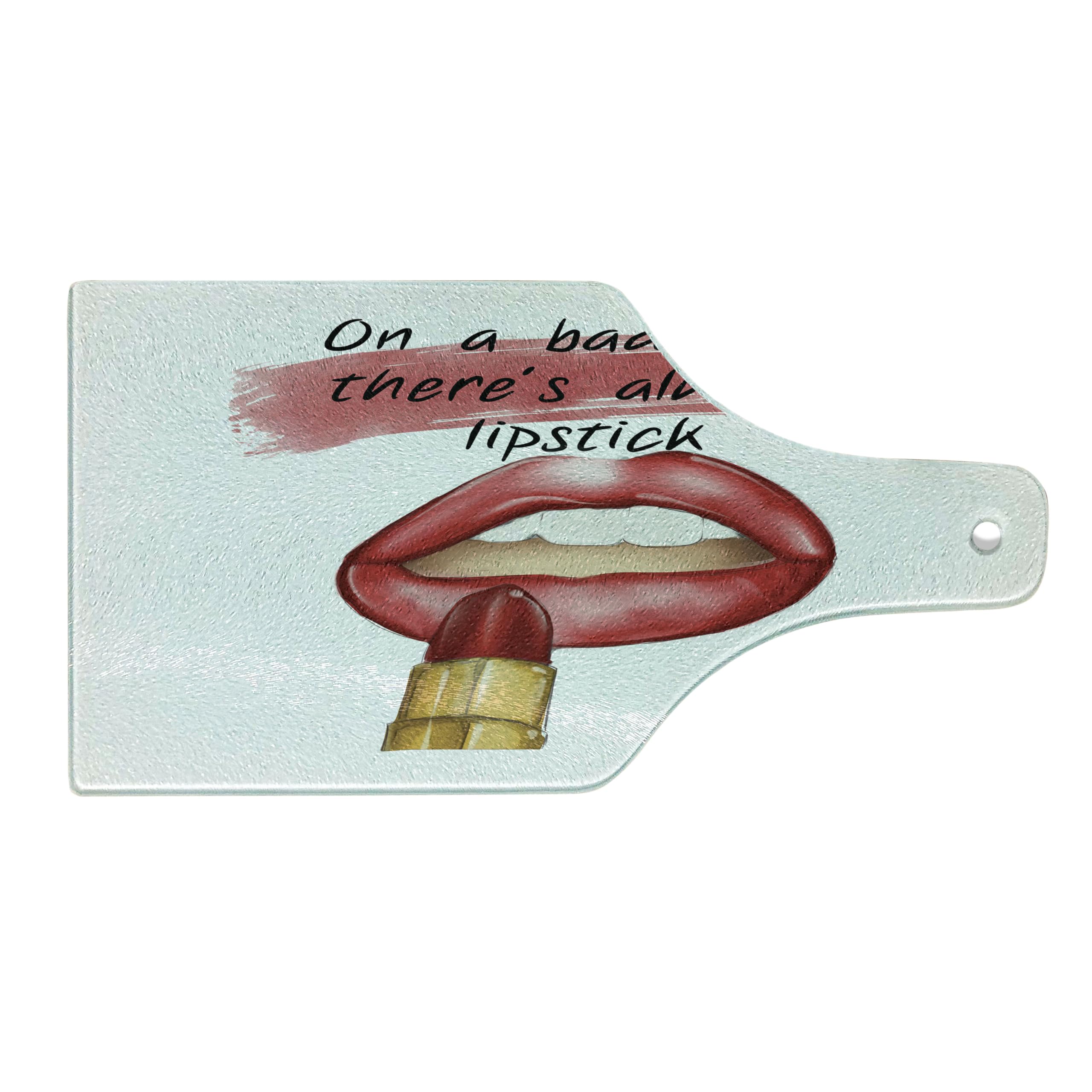 Ambesonne Fashion Wine Bottle Shaped Tempered Glass Cutting Board - Inspirational 