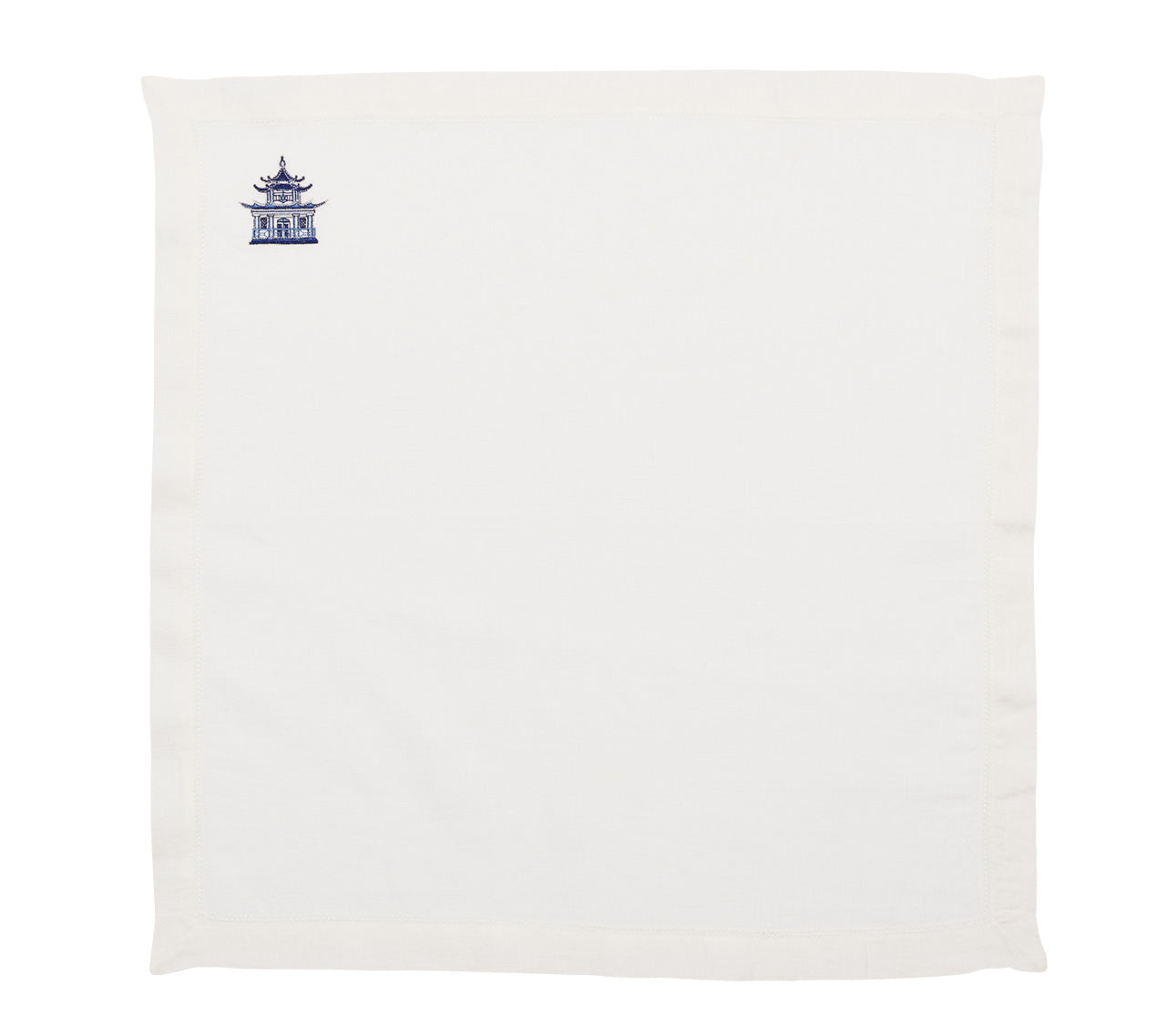 Elegant White & Blue Pagoda Napkins for Asian-Themed Dinner Parties & Home Decor