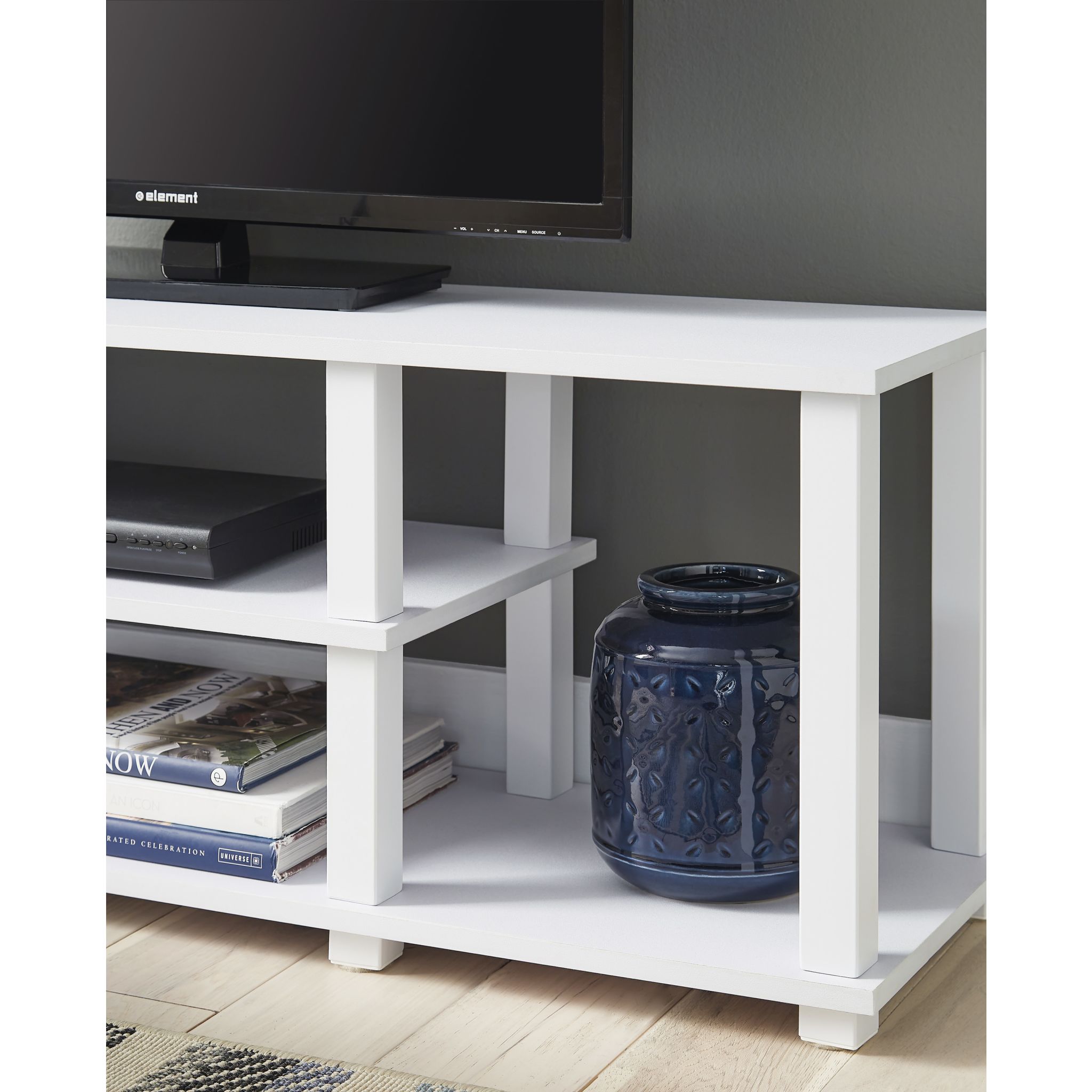 Baraga TV Stand for Flat Screen TVs - Modern White Entertainment Center with Storage Shelves - Perfect for Living Room, Bedroom & Home Theater Setup