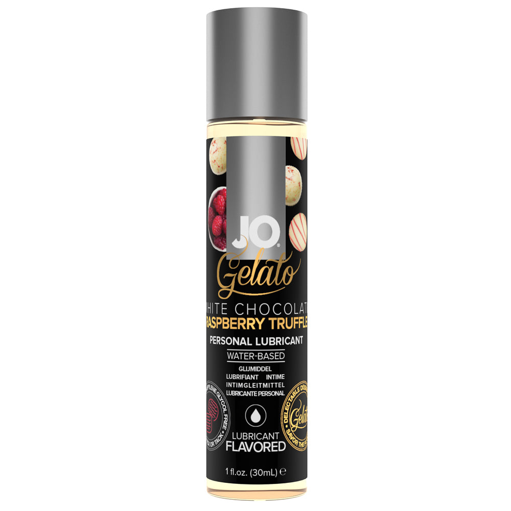 JO Gelato White Chocolate Raspberry Truffle Flavored Lubricant - Silky Smooth Sensual Massage Oil for Couples & Intimate Moments