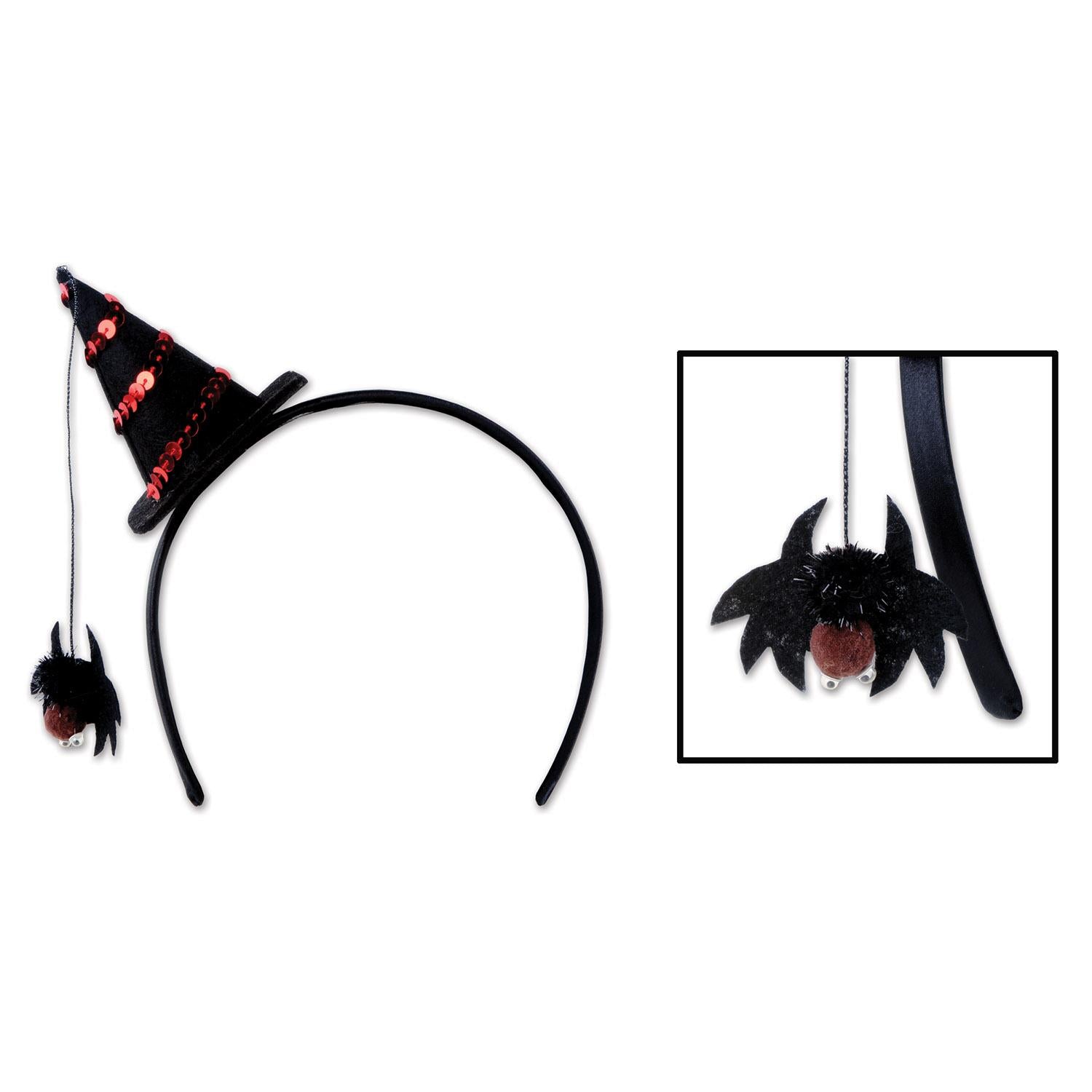 12 Pack Beistle Halloween Spider Witch Hat Headband - Spooky Costume Accessories for Halloween Party, Cosplay & Trick or Treat