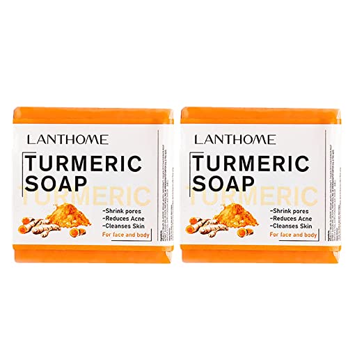 Organic Turmeric Soap Bar 2-Pack - Handmade Natural Ginger Soap for Face & Body, Lymphatic Detox & Deep Cleansing, Moisturizing Skin Care Soap for All Skin Types - Perfect for Daily Shower, Spa & Skincare Routine